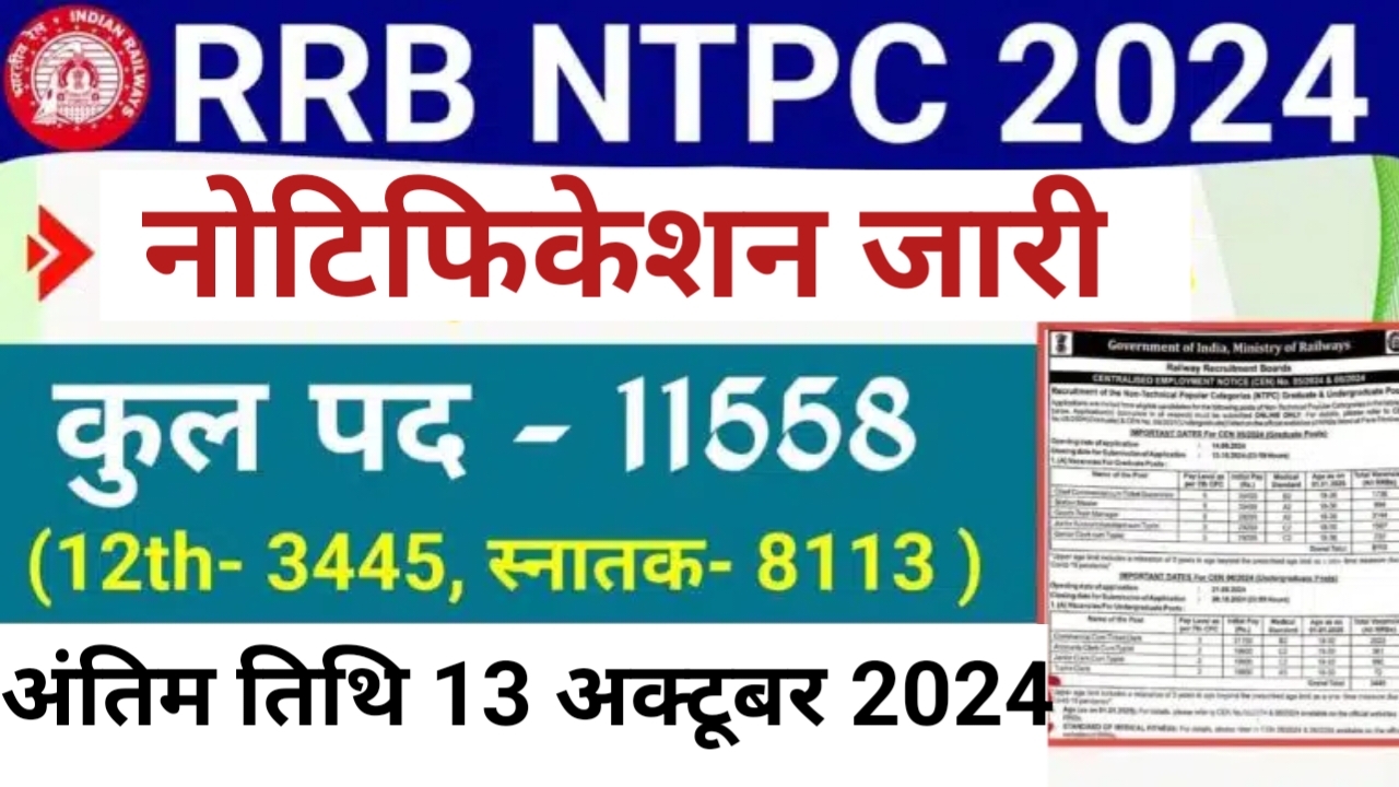 Railway NTPC New Notification Out